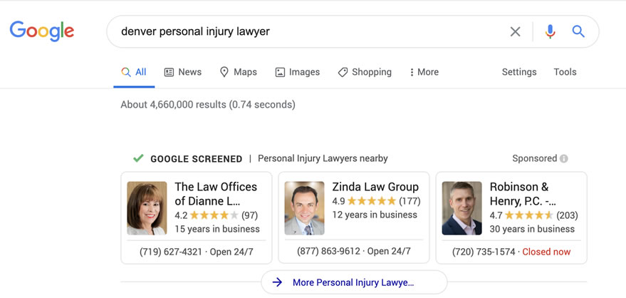 LSA Ads for Personal Injury Lawyers